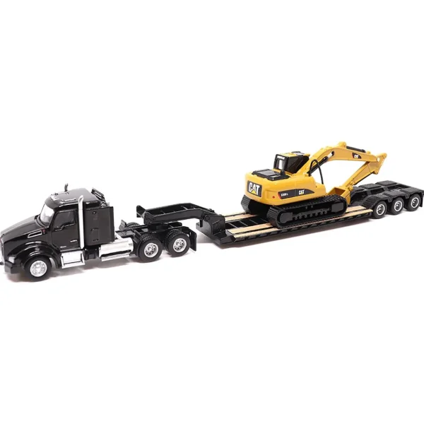 Manufacturer_Diecast Masters Crawlers & Dozers | Excavators<1/87 Semi Truck with Lowboy and Caterpillar Machine Set
