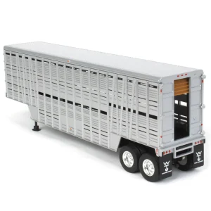 Manufacturer_Other Agricultural Trucks<1/64 Silver Wilson Tandem-Axle 40ft Vintage Livestock Trailer with Chrome Rims