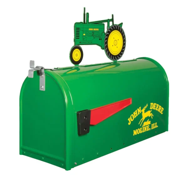 Outback Toys Farm Art & DéCor | Outdoor<Steel John Deere Mailbox with Metal John Deere B Tractor Topper