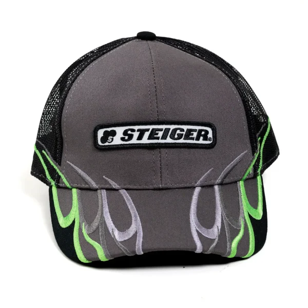 Outback Toys Other Clothing<Steiger Charcoal Gray with Neon Green Flames & Black Mesh Back