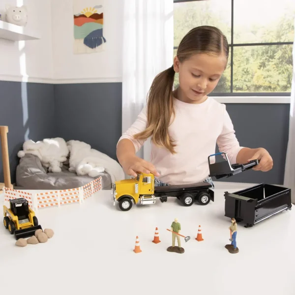 Manufacturer_ERTL Loaders | Dump Trucks<1/32 Switch 'n Load 19-Piece Construction Set with Peterbilt Truck