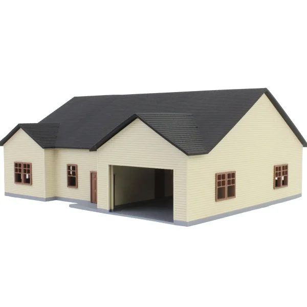 Outback Toys 3D Print & Small Accessories<1/64 Tan & Brown “The Ranch” Farm House w/ Opening Garage & Back Deck, 3D Printed