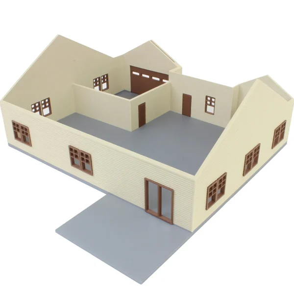 Outback Toys 3D Print & Small Accessories<1/64 Tan & Brown “The Ranch” Farm House w/ Opening Garage & Back Deck, 3D Printed