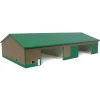 Outback Toys Wooden Barns & Large Accessories<1/64 Tan & Green 2 Door 70ft x 130ft Wooden Implement Pole Building w/ Divided Shop Area