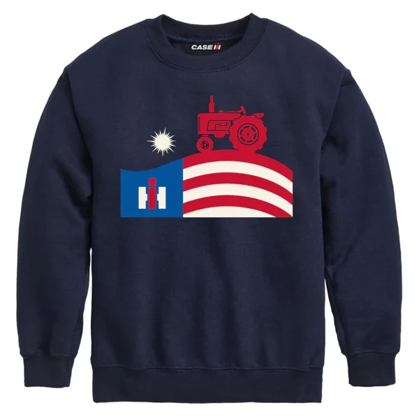 Outback Toys Ih Farmall&lt;Toddler IH Farmall Tractor &amp; Flag Navy Blue Crewneck Sweatshirt