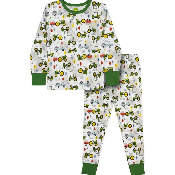 Outback Toys John Deere<Toddler John Deere Farm Time White Long Sleeve Pajama Set