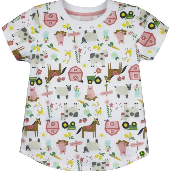 Outback Toys John Deere<Toddler John Deere White & Pink Farm Elements Short Sleeve T-Shirt