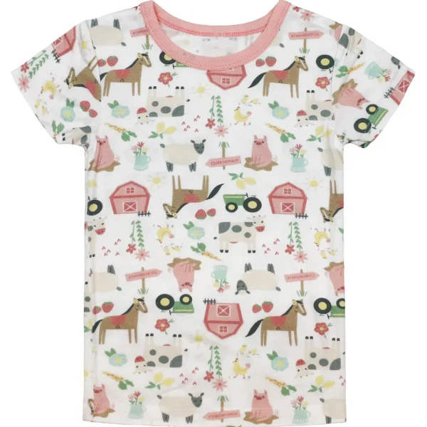 Outback Toys John Deere<Toddler John Deere White & Pink Farm Elements Short Sleeve Pajama Set