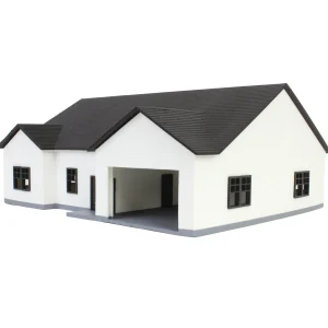 Outback Toys 3D Print & Small Accessories<1/64 White & Black “The Ranch” Farm House w/ Opening Garage & Back Deck, 3D Printed