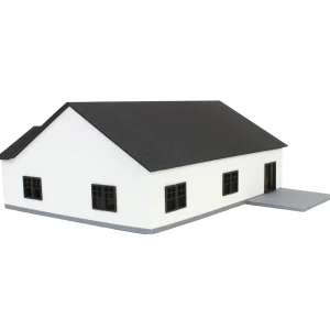 Outback Toys 3D Print & Small Accessories<1/64 White & Black “The Ranch” Farm House w/ Opening Garage & Back Deck, 3D Printed
