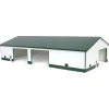 Outback Toys Wooden Barns & Large Accessories<1/64 White & Forest Green 60ft x 120ft Wooden Implement Shed with Double Side Doors