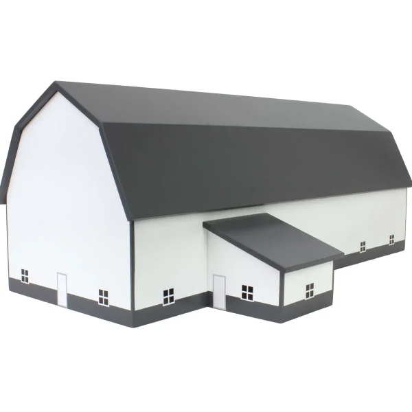 Outback Toys Wooden Barns & Large Accessories<1/64 White & Gray 60ft x 120ft Wooden Dairy Barn with Milk House