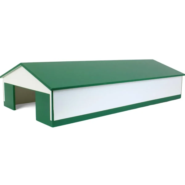 Outback Toys Wooden Barns & Large Accessories<1/64 White & Green 1 Door 60ft x 120ft Wooden Tractor or Truck Shop