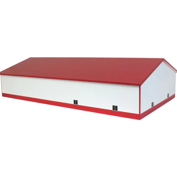 Outback Toys Wooden Barns & Large Accessories<1/64 White & Red 2 Door 70ft x 130ft Wooden Implement Pole Building w/ Divided Shop Area
