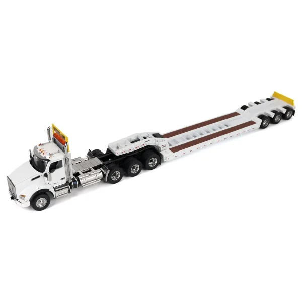 Manufacturer_Diecast Masters Lowboys & Flatbeds<1/50 White Kenworth T880 SBFA with White Trail King TK120 HDG Lowboy Trailer