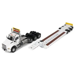 Manufacturer_Diecast Masters Lowboys & Flatbeds<1/50 White Kenworth T880 SBFA with White Trail King TK120 HDG Lowboy Trailer