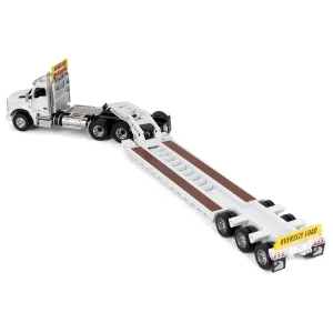 Manufacturer_Diecast Masters Lowboys & Flatbeds<1/50 White Kenworth T880 SBFA with White Trail King TK120 HDG Lowboy Trailer