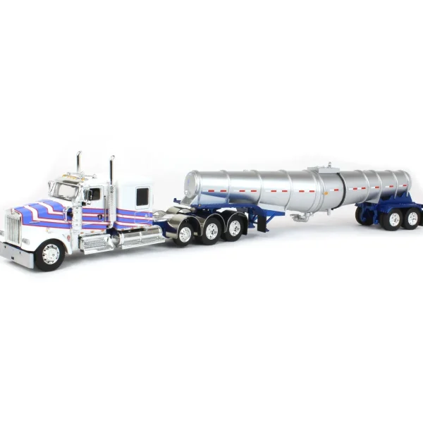 Manufacturer_DCP by First Gear Tanker Trucks<1/64 White Kenworth W900L with Polar Deep Drop Trailer, Owner Operator, DCP by First Gear