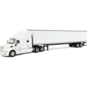 Manufacturer_SpecCast Box Trucks & Trailers<1/64 White Peterbilt 579 Sleeper & White Trailer w/ Single Rear Door by SpecCast