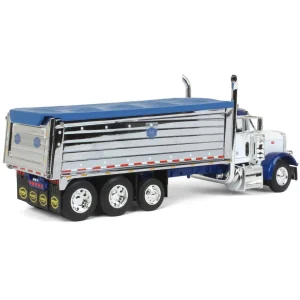 Manufacturer_DCP by First Gear Dump Trucks<1/64 White/Blue Peterbilt 379 w/ Tri-axle Chrome MAC Dump Body, DCP by First Gear
