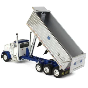 Manufacturer_DCP by First Gear Dump Trucks<1/64 White/Blue Peterbilt 379 w/ Tri-axle Chrome MAC Dump Body, DCP by First Gear