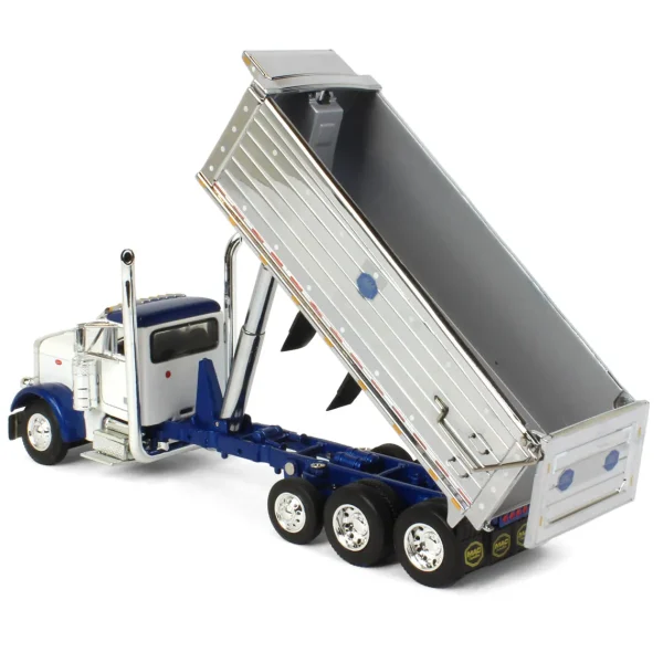 Manufacturer_DCP by First Gear Dump Trucks<1/64 White/Blue Peterbilt 379 w/ Tri-axle Chrome MAC Dump Body, DCP by First Gear