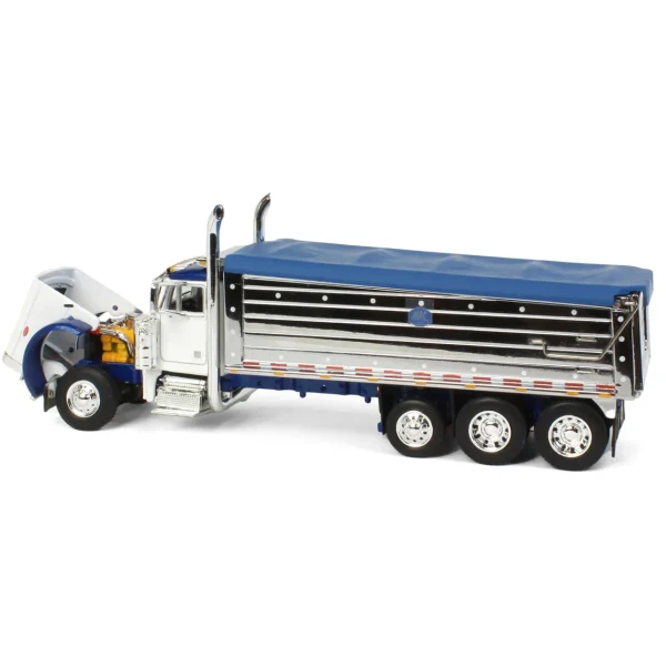 Manufacturer_DCP by First Gear Dump Trucks<1/64 White/Blue Peterbilt 379 w/ Tri-axle Chrome MAC Dump Body, DCP by First Gear