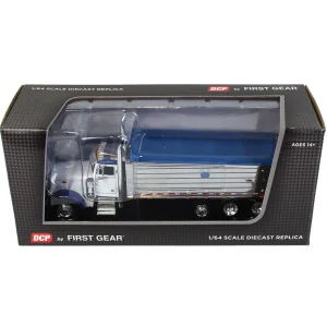 Manufacturer_DCP by First Gear Dump Trucks<1/64 White/Blue Peterbilt 379 w/ Tri-axle Chrome MAC Dump Body, DCP by First Gear