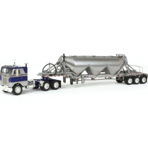 Manufacturer_DCP by First Gear Tanker Trucks<1/64 White-Freightliner Cabover w/ Tri-Axle Pneumatic Tanker, Gray & Blue, DCP by First Gear