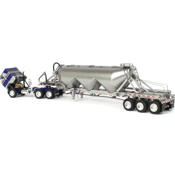 Manufacturer_DCP by First Gear Tanker Trucks<1/64 White-Freightliner Cabover w/ Tri-Axle Pneumatic Tanker, Gray & Blue, DCP by First Gear