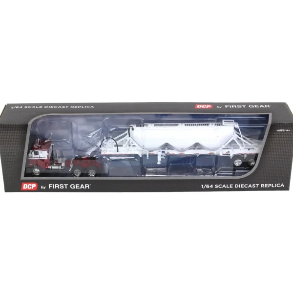 Manufacturer_DCP by First Gear Tanker Trucks<1/64 White-Freightliner Cabover w/ Tri-Axle Pneumatic Tanker, Maroon & White, DCP by First Gear