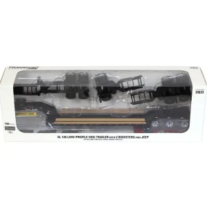 Manufacturer_Diecast Masters Lowboys & Flatbeds<1/50 XL 120 Low-Profile HDG Lowboy Trailer (Outrigger Style) with 2 Boosters and Jeep