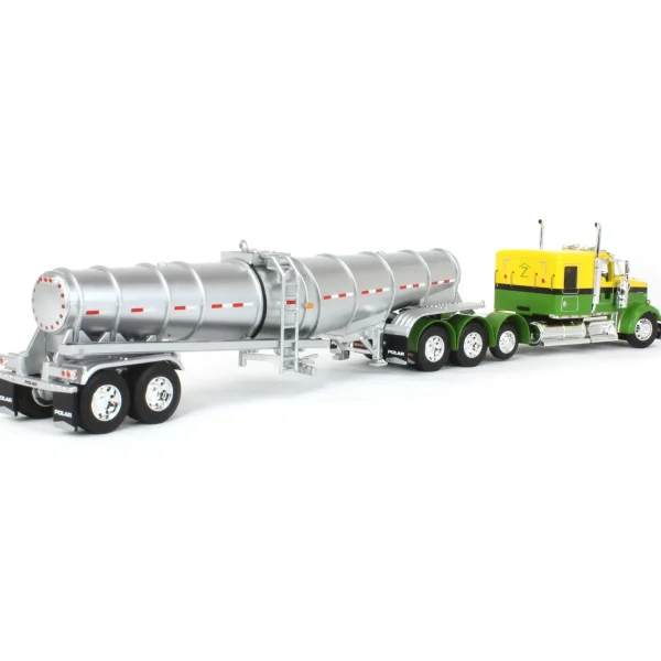 Manufacturer_DCP by First Gear Tanker Trucks<1/64 Yellow & Green Kenworth W900L w/ Silver Chrome Polar Tandem-Axle Deep Drop Tank Trailer, DCP by First Gear